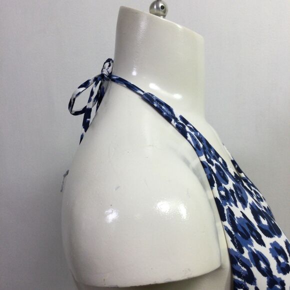 Calme Womens Tiger String Bikini Top Animal Print Stretch Blue White Size S NWT - Picture 11 of 15